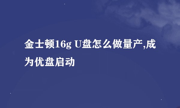 金士顿16g U盘怎么做量产,成为优盘启动