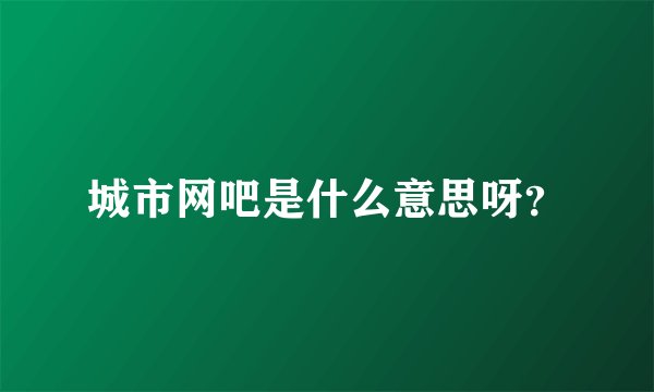 城市网吧是什么意思呀？