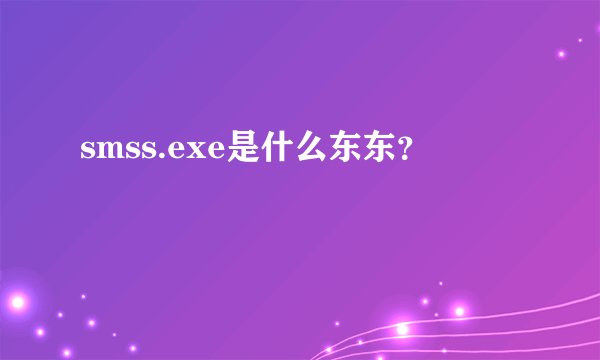 smss.exe是什么东东？