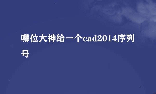 哪位大神给一个cad2014序列号