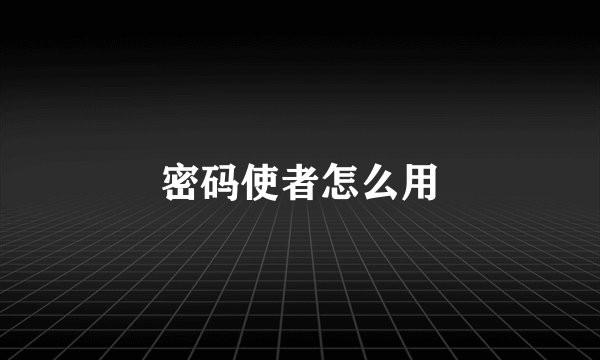 密码使者怎么用