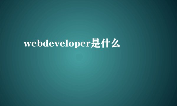 webdeveloper是什么