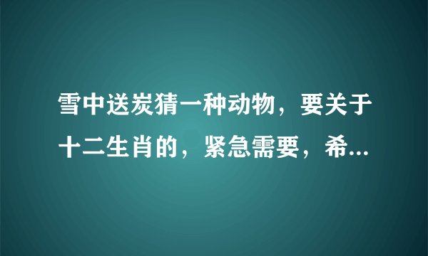 雪中送炭猜一种动物，要关于十二生肖的，紧急需要，希望帮帮忙？？？谢谢