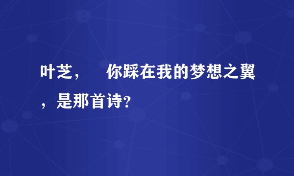 叶芝， 你踩在我的梦想之翼，是那首诗？