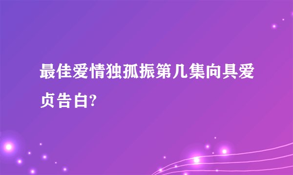 最佳爱情独孤振第几集向具爱贞告白?