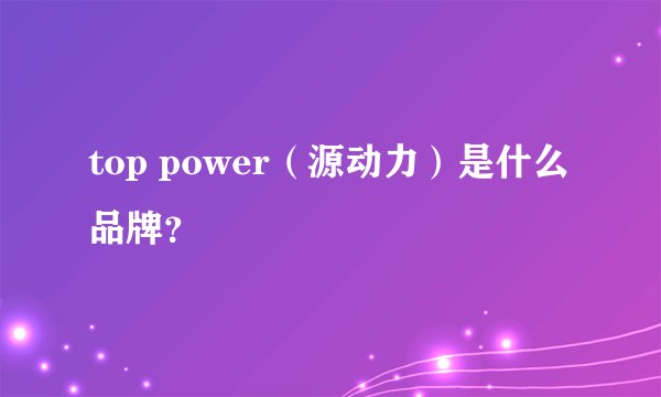 top power（源动力）是什么品牌？