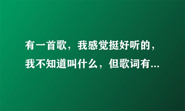 有一首歌，我感觉挺好听的，我不知道叫什么，但歌词有“什么天长地久，只是随口说说”这是什么歌啊