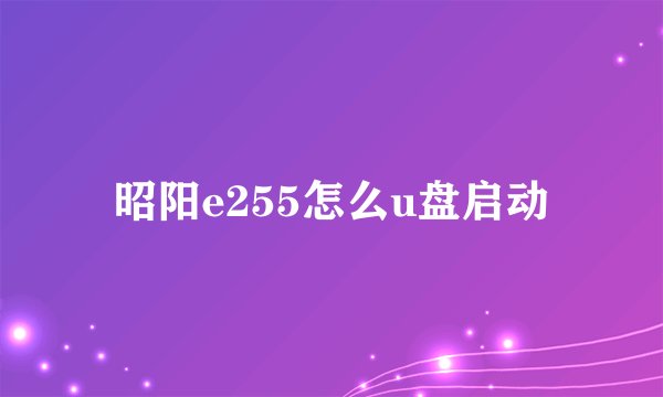 昭阳e255怎么u盘启动