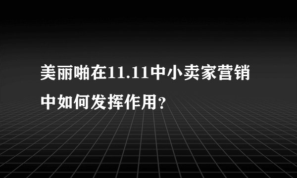 美丽啪在11.11中小卖家营销中如何发挥作用？