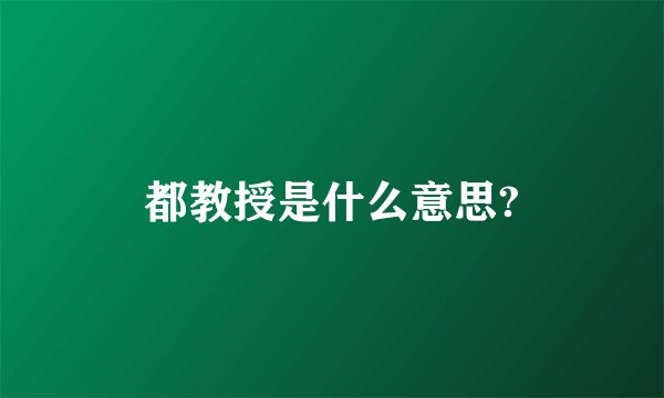 都教授是什么意思?