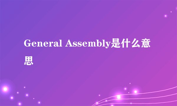 General Assembly是什么意思