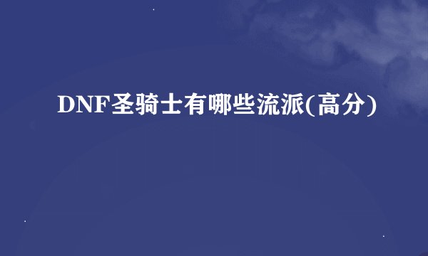 DNF圣骑士有哪些流派(高分)