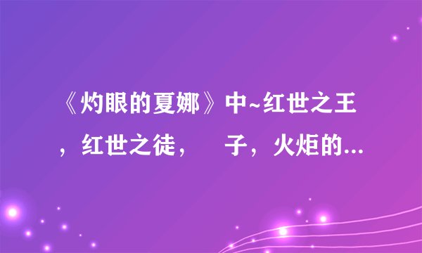 《灼眼的夏娜》中~红世之王，红世之徒，燐子，火炬的关系是什么，还有什么是存在之力？