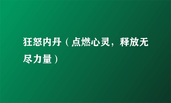 狂怒内丹（点燃心灵，释放无尽力量）