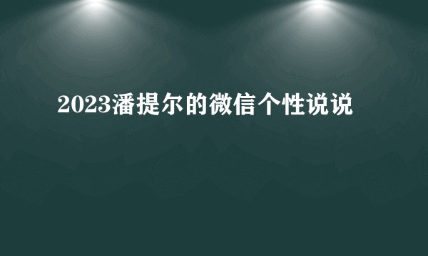 2023潘提尔的微信个性说说
