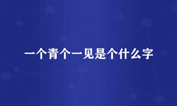 一个青个一见是个什么字