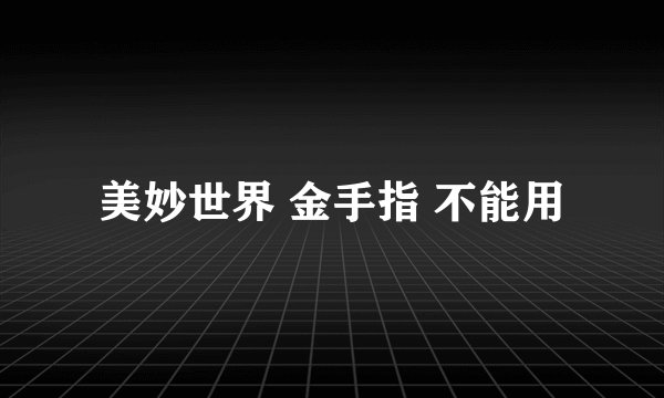 美妙世界 金手指 不能用