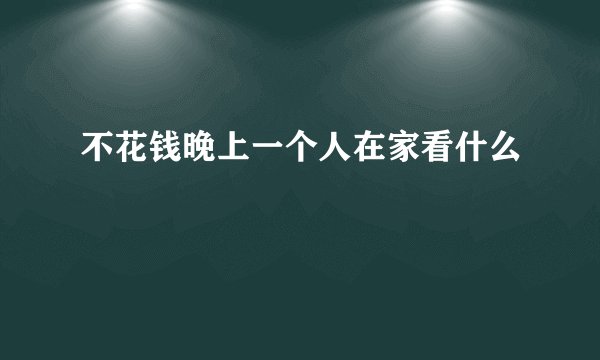 不花钱晚上一个人在家看什么