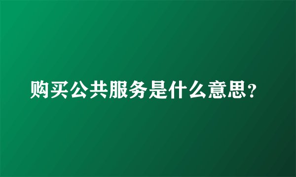 购买公共服务是什么意思？