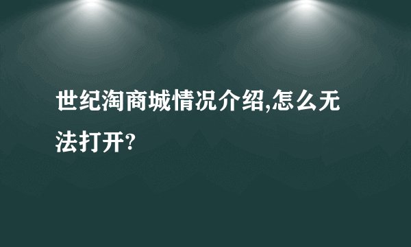 世纪淘商城情况介绍,怎么无法打开?
