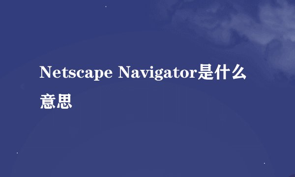 Netscape Navigator是什么意思