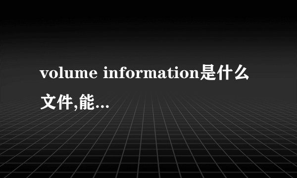 volume information是什么文件,能删除吗?
