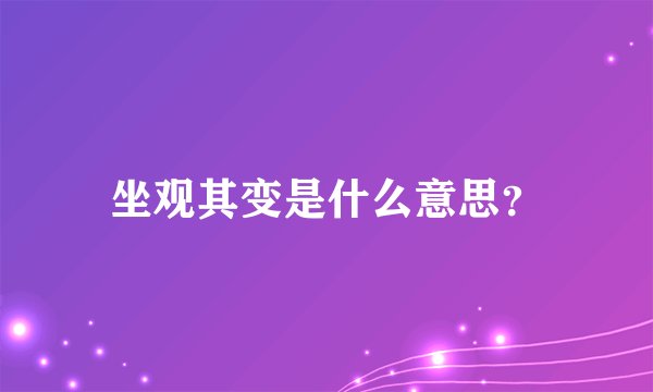 坐观其变是什么意思？