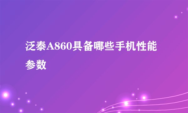 泛泰A860具备哪些手机性能参数