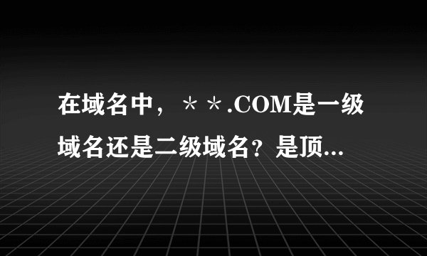 在域名中，＊＊.COM是一级域名还是二级域名？是顶级域名吗？
