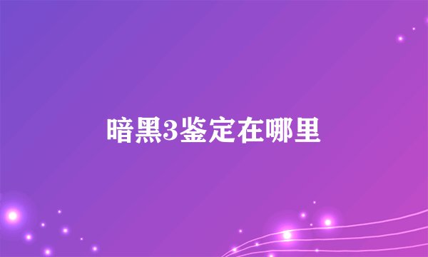 暗黑3鉴定在哪里