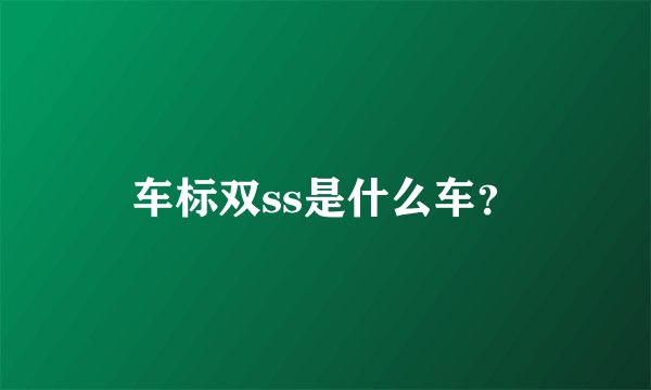 车标双ss是什么车？
