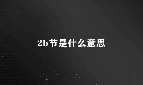 2b节是什么意思
