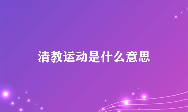 清教运动是什么意思