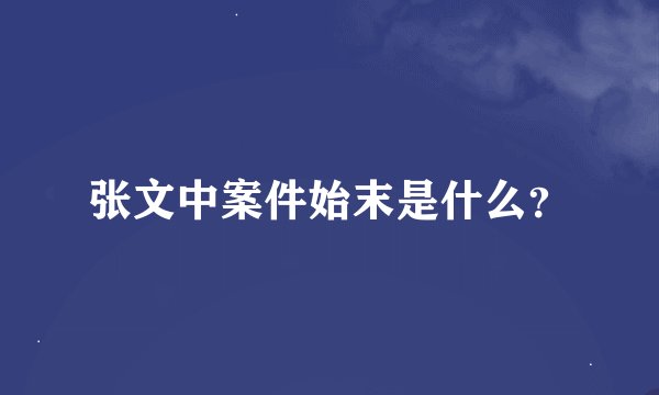 张文中案件始末是什么？