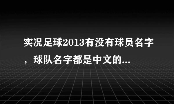 实况足球2013有没有球员名字，球队名字都是中文的汉化补丁