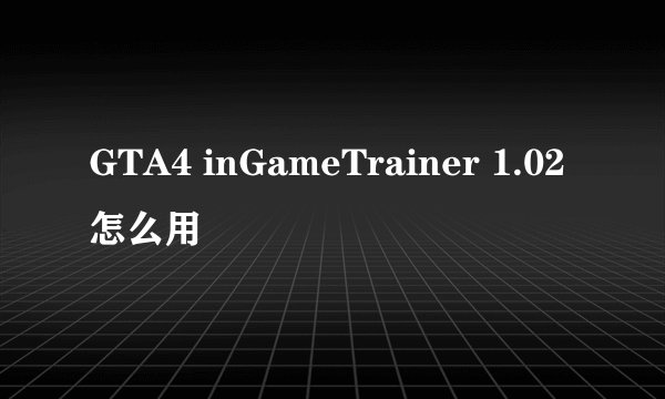 GTA4 inGameTrainer 1.02 怎么用