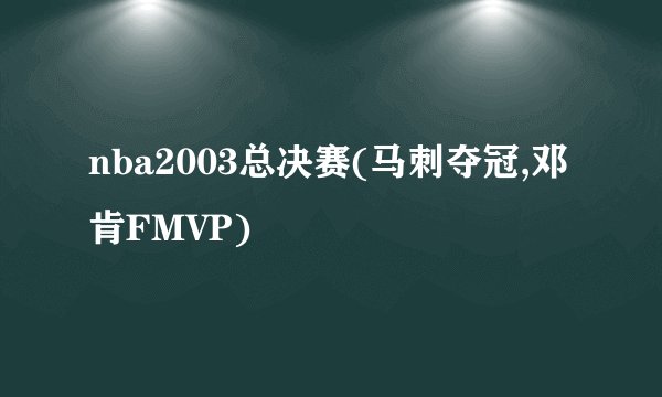 nba2003总决赛(马刺夺冠,邓肯FMVP)