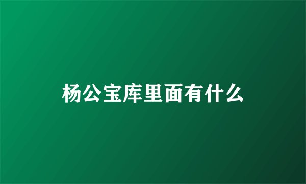 杨公宝库里面有什么