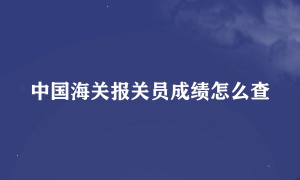 中国海关报关员成绩怎么查
