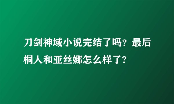 刀剑神域小说完结了吗？最后桐人和亚丝娜怎么样了?