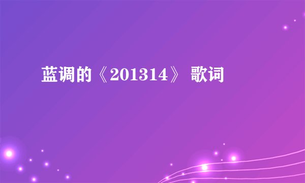 蓝调的《201314》 歌词