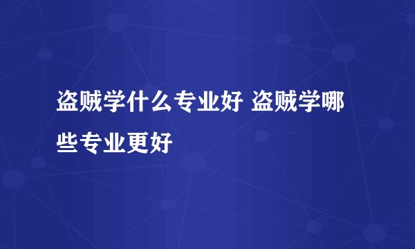 盗贼学什么专业好 盗贼学哪些专业更好