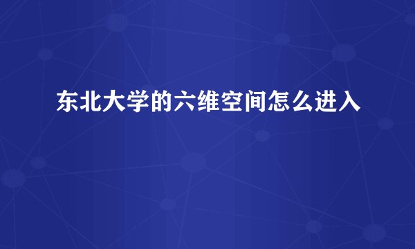 东北大学的六维空间怎么进入