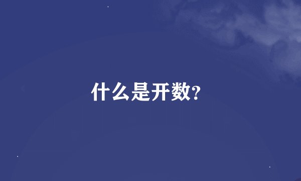 什么是开数？