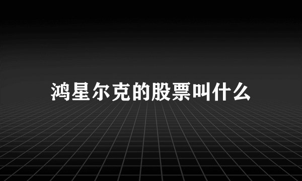 鸿星尔克的股票叫什么