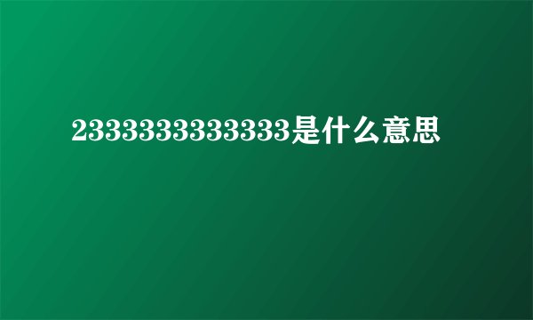 2333333333333是什么意思