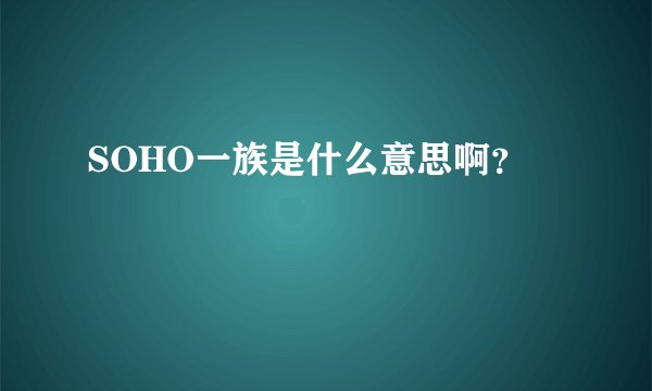 SOHO一族是什么意思啊？