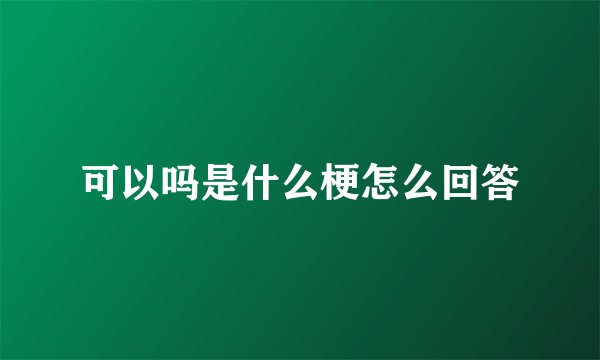 可以吗是什么梗怎么回答