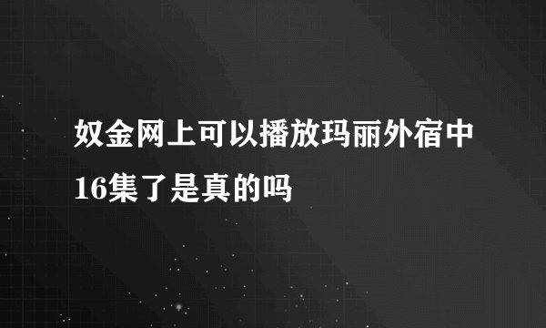奴金网上可以播放玛丽外宿中16集了是真的吗