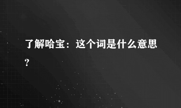 了解哈宝：这个词是什么意思？